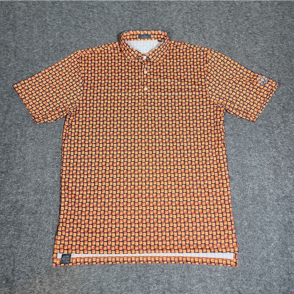 Turtleson Golf Polo Shirt Men’s L Bear Trap Dunes Orange Geometric Performance